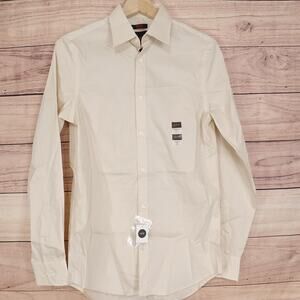Egara Dress Shirt Mens 14.5 32/33 White Solid Slim Fit Stretch Long Sleeve‎